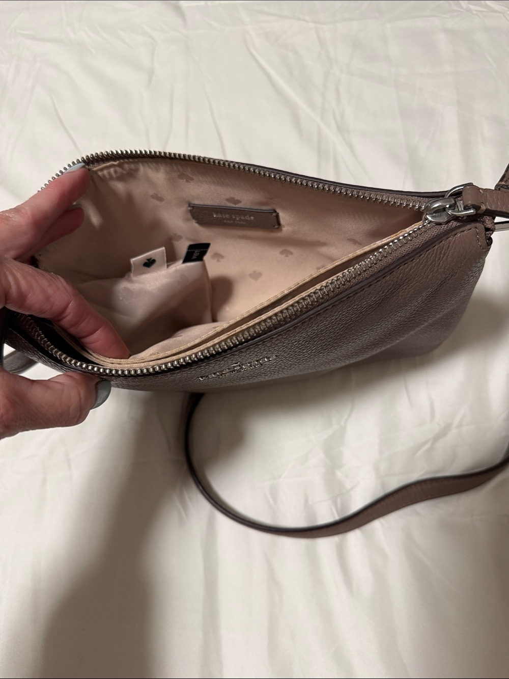 kate spade Pebbled Leather Brown Crossbody Messenger - Picture 6 of 10
